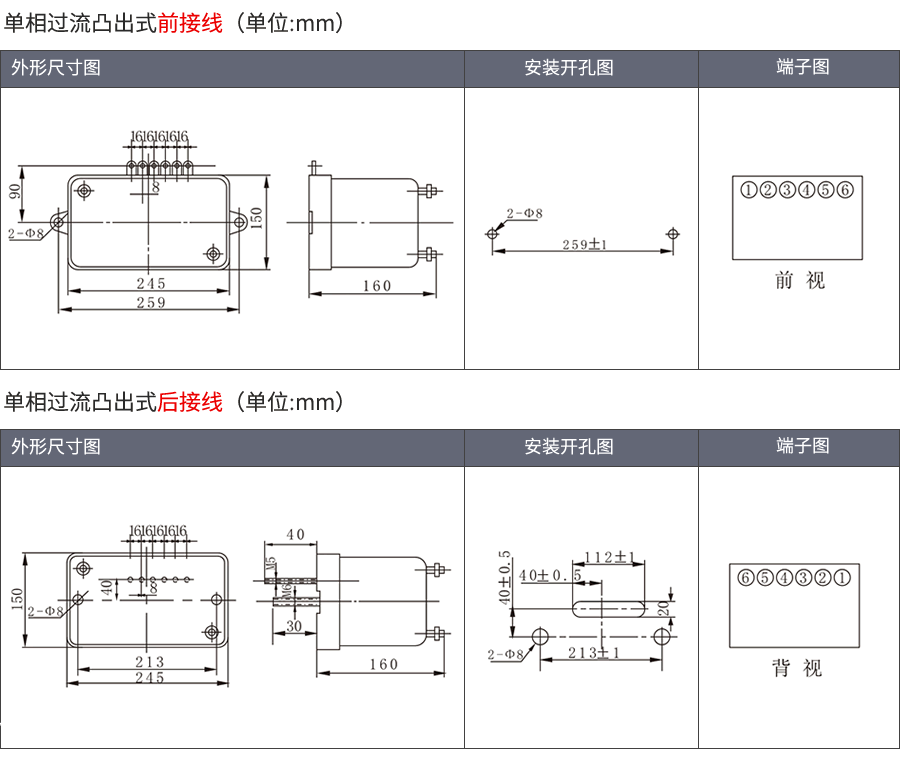 JL-8C/32-3凸出式固定安裝結(jié)構(gòu)外形尺寸